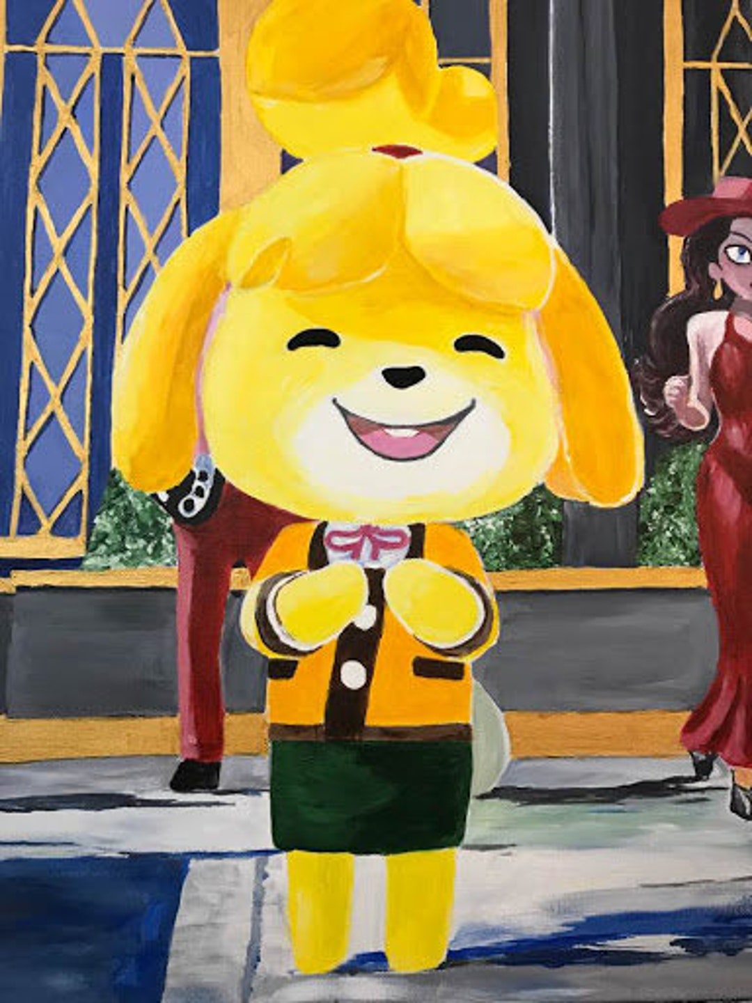 Isabelle Animal Crossing Fan Art Handmade Acrylic Painting on Stretched