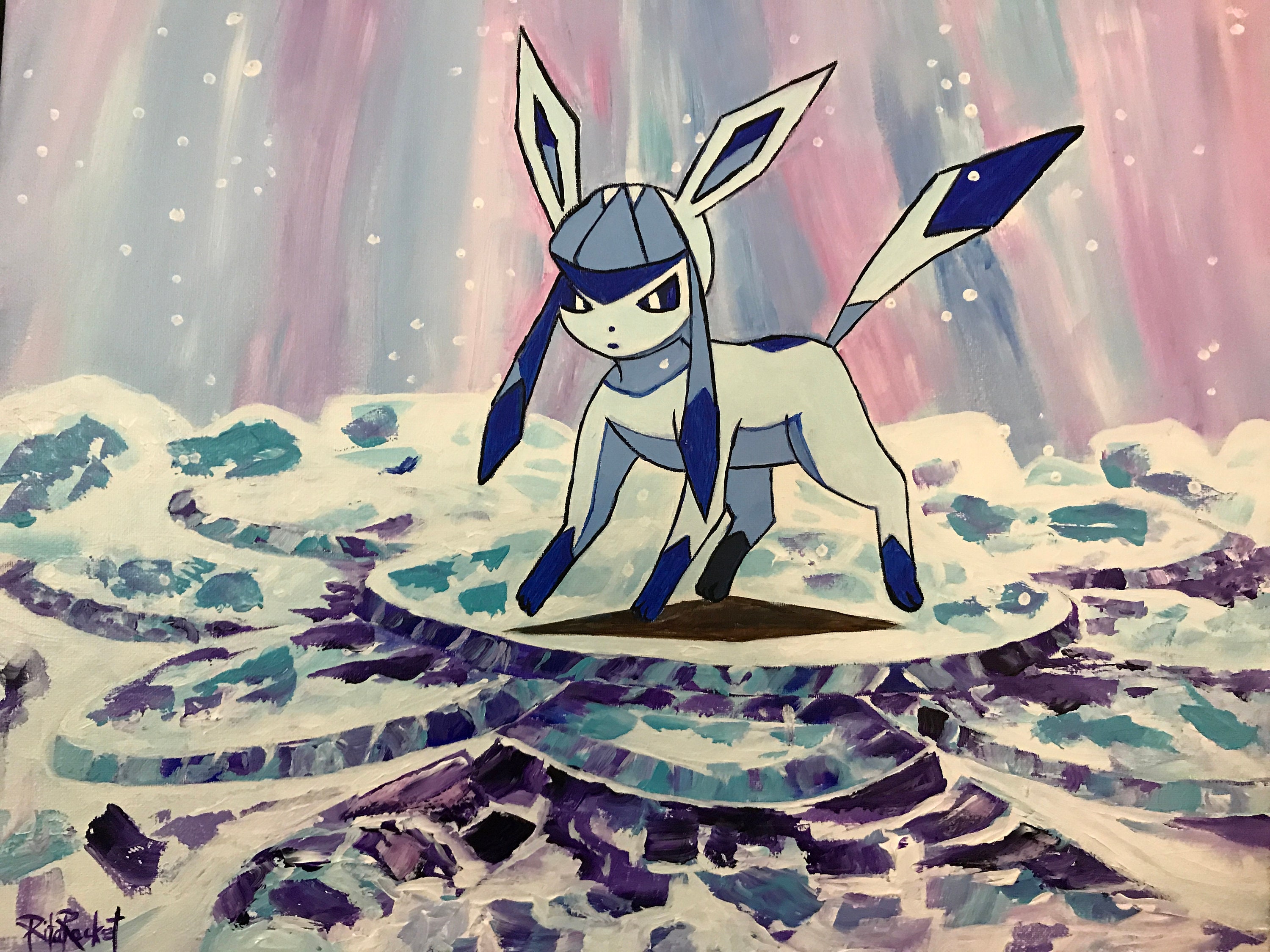 Glaceon Fanart Pokemon Handgemachtes Acrylgemälde auf Etsy