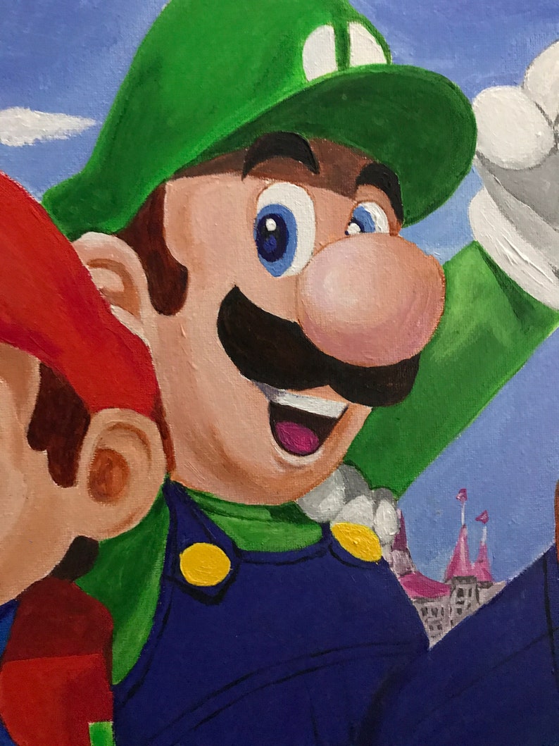 Super Mario Brothers Fan Art Handmade Acrylic Painting on | Etsy