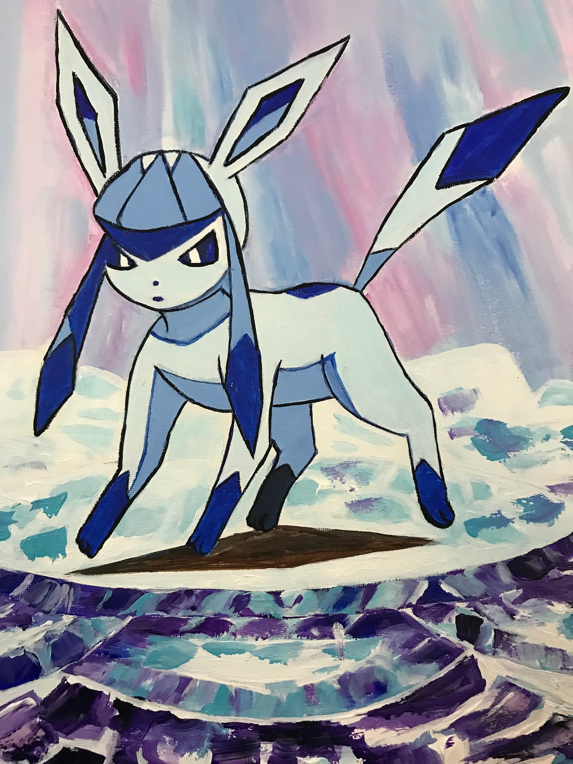 Glaceon Fanart Pokemon Handgemachtes Acrylgemälde auf Etsy
