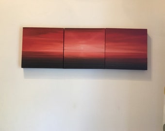 Sun Rise - Oil on Canvas - Three piece painting - 3 x 12x12 inch