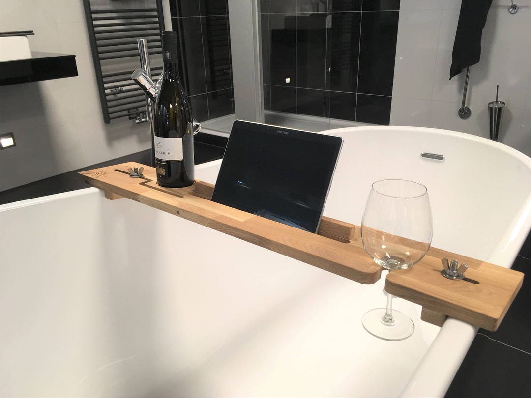 Wooden Bath Caddy Tuba Bath Tray Relaxing Gift for Him Etsy