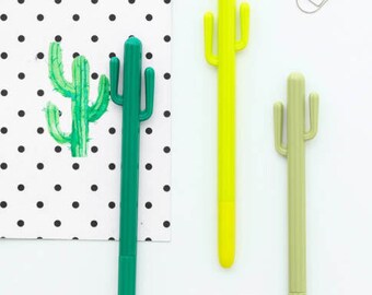 Set of 3 cactus gel pen.