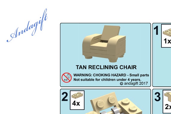 Lego New Large Television And Reclining Chair Custom Set With Remote Control And A Choice Of 4 Screens For The Tv Instructions Furniture Aag