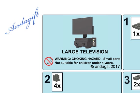 Lego New Large Television And Reclining Chair Custom Set With Remote Control And A Choice Of 4 Screens For The Tv Instructions Furniture Aag