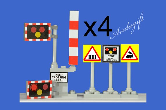 Lego Train Level Crossing City Train Car Road Signs 4xlevel Etsy
