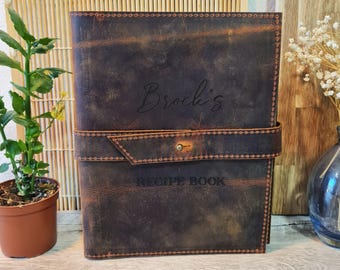 Blank Recipe Book/Personalized Recipe Journal/Chef Gift/Leather Recipe Book/Kitchen Recipe Gift/Cook Gift for Dad