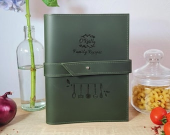 Blank Recipe Book/Personalized Recipe Journal/Chef Gift/Leather Recipe Book/Kitchen Recipe Gift/Cook Gift for Dad