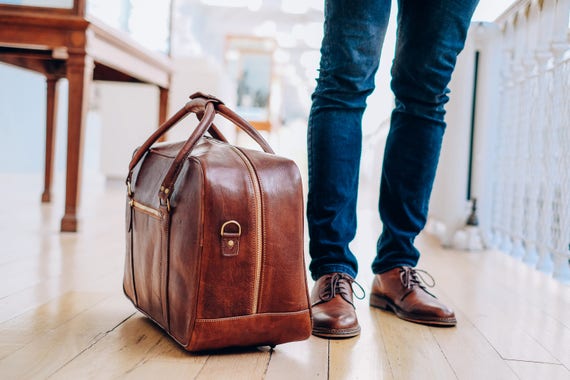 leather duffle weekender bag