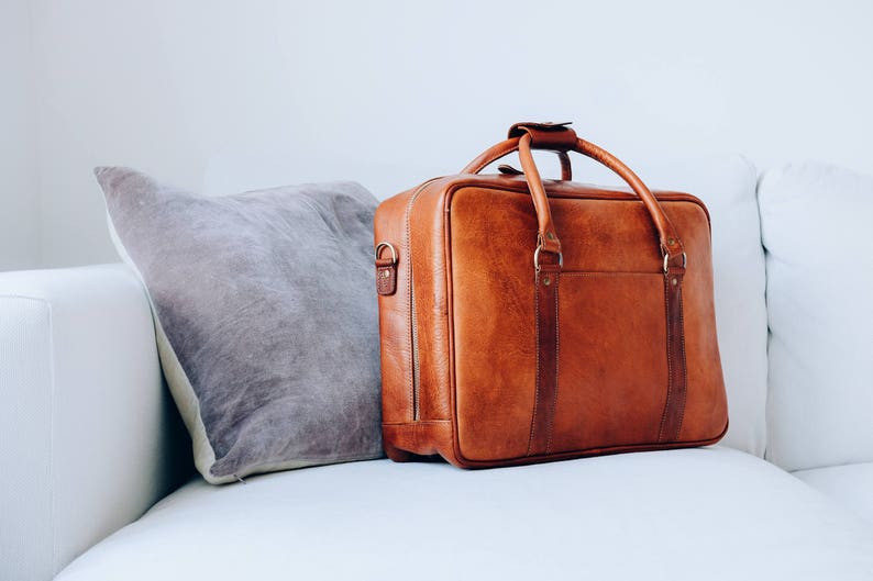 cognac briefcase