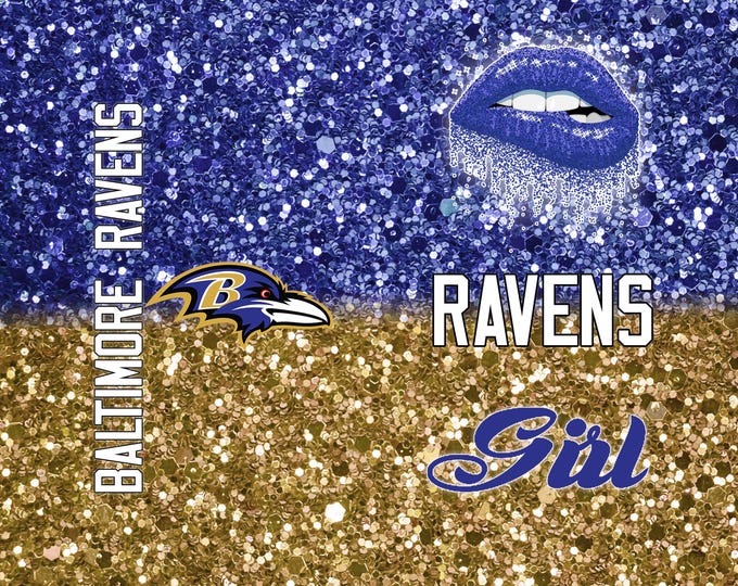 Ravens Glitter Tumbler Wrap PNG | 20 oz Straight & Tapered Sublimation Designs | Ravens Girl | Football Fan Gift