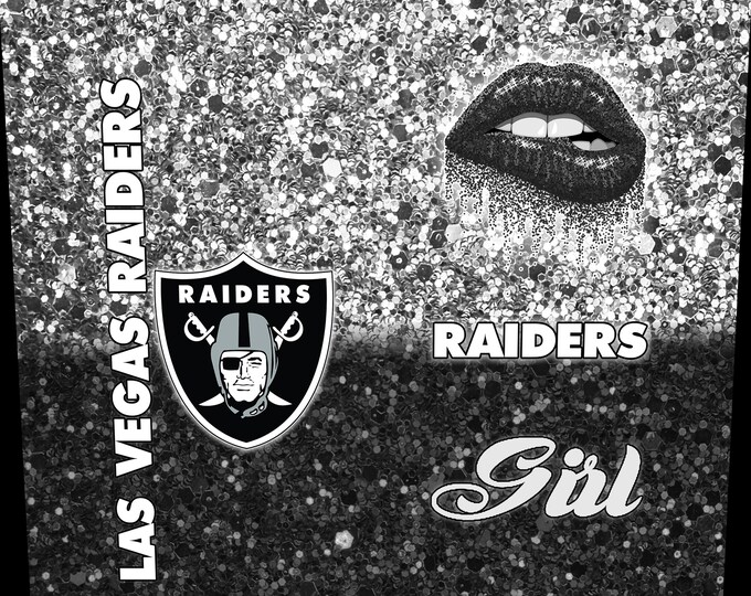 Raiders Glitter Tumbler Wrap PNG | 20 oz Straight & Tapered Sublimation Designs | Raiders Girl | Football Fan Gift