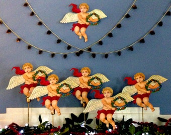 Family of Paper Angels You Can Personalize 10''x 12'' Christmas Angel Tree Topper, Holiday Mantel Decor - Set of 5 - Great Gifts