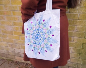 Mandala tote bag, shopping bag, beach bag, carry on, tote, bag, eco bag, reusable bag, mandala art, yoga, wellbeing