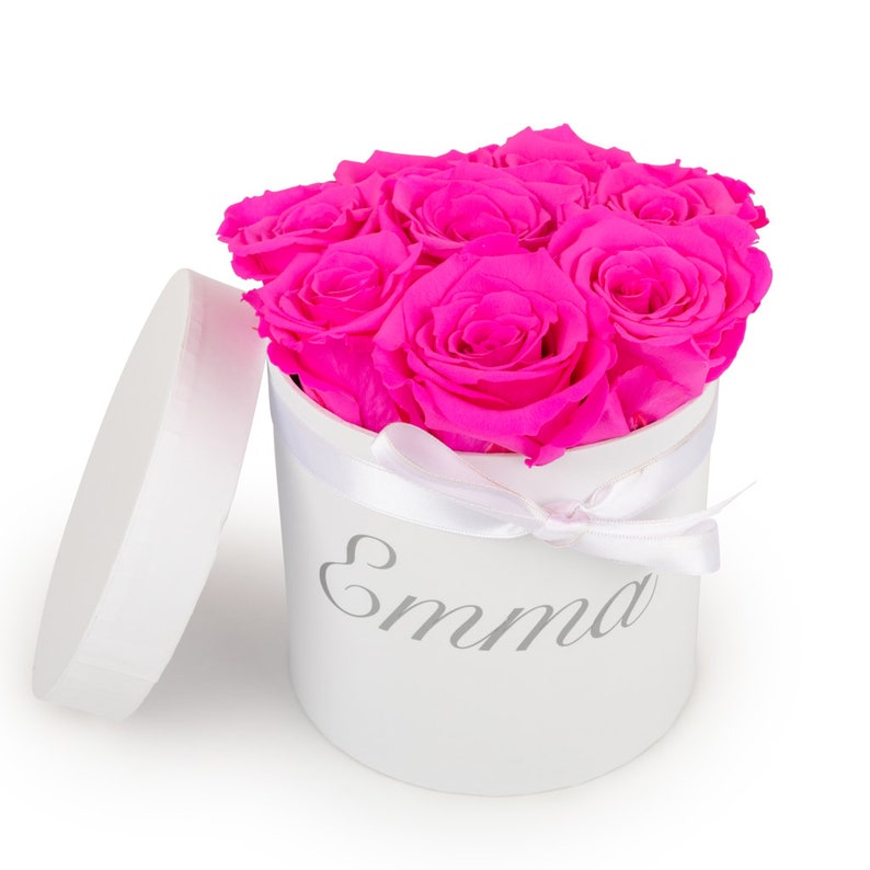 Real Roses That Last 12 Years Small 6 Roses Pink in White Box Etsy