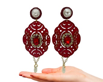 red earrings, festive earrings, New Year earrings, handmade earrings, passion earrings, made in Italy