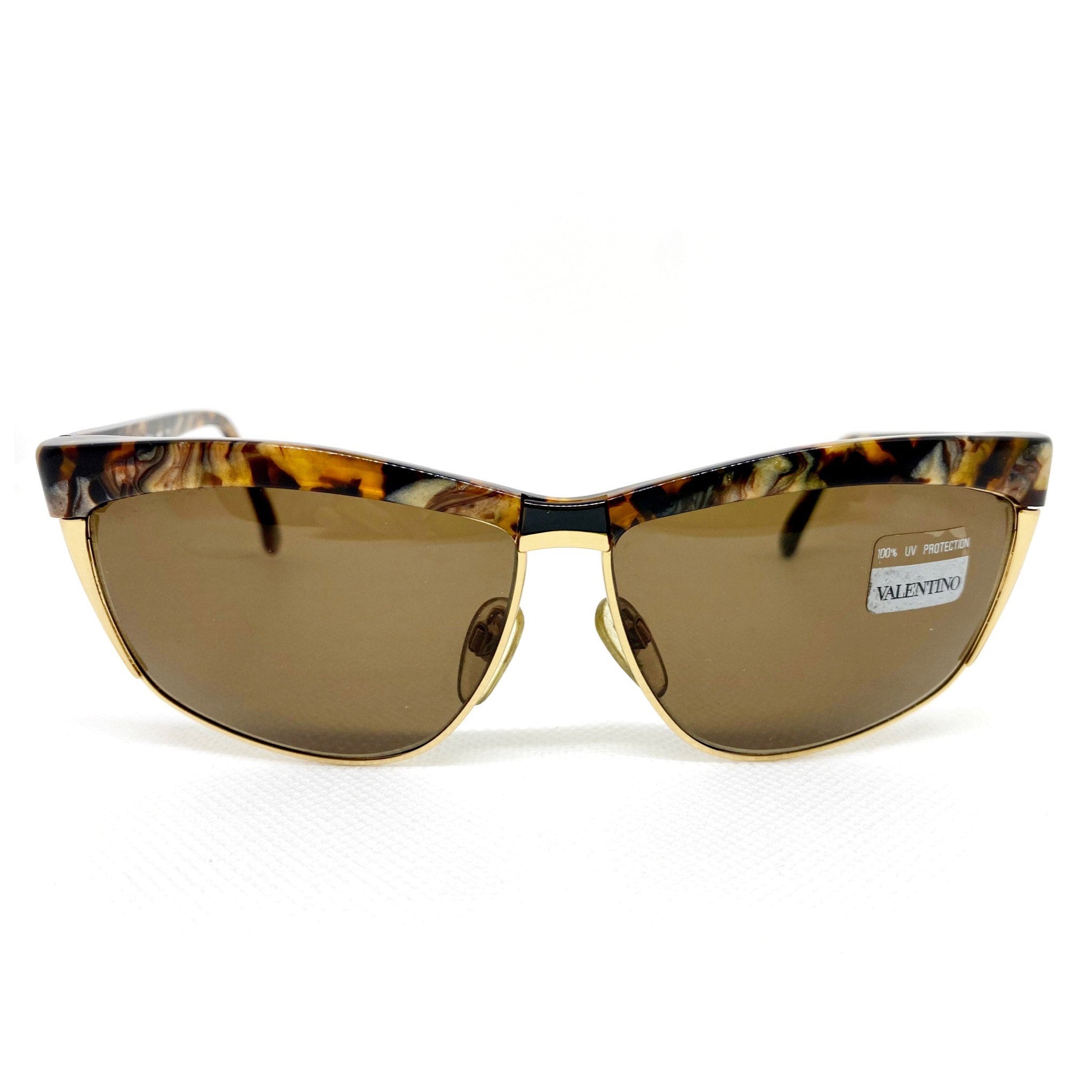 Vintage VALENTINO Sunglasses: Gold Tortoise Butterfly Frame 