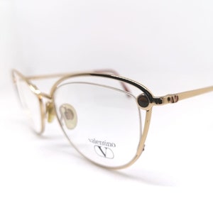 Rare vintage VALENTINO women&#39;s eyeglasses made in Italy oval butterfly Valentino V390 gold Migos Rihanna new VLTN lens made in Italy