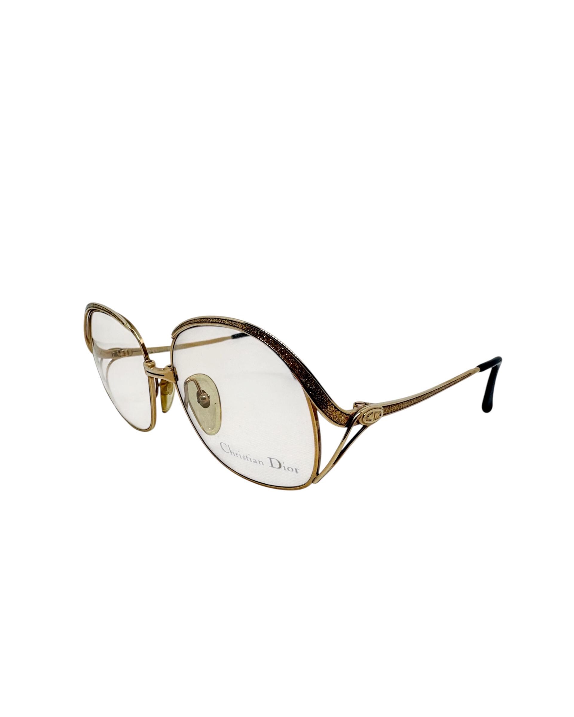 Vtg 80S Christian Dior Frames Only Austria 2778 Gold W Marbled Decor 51-19-135 Christian Dior Vintage Glasses - Gold and Red Frame - 2832  main image 2