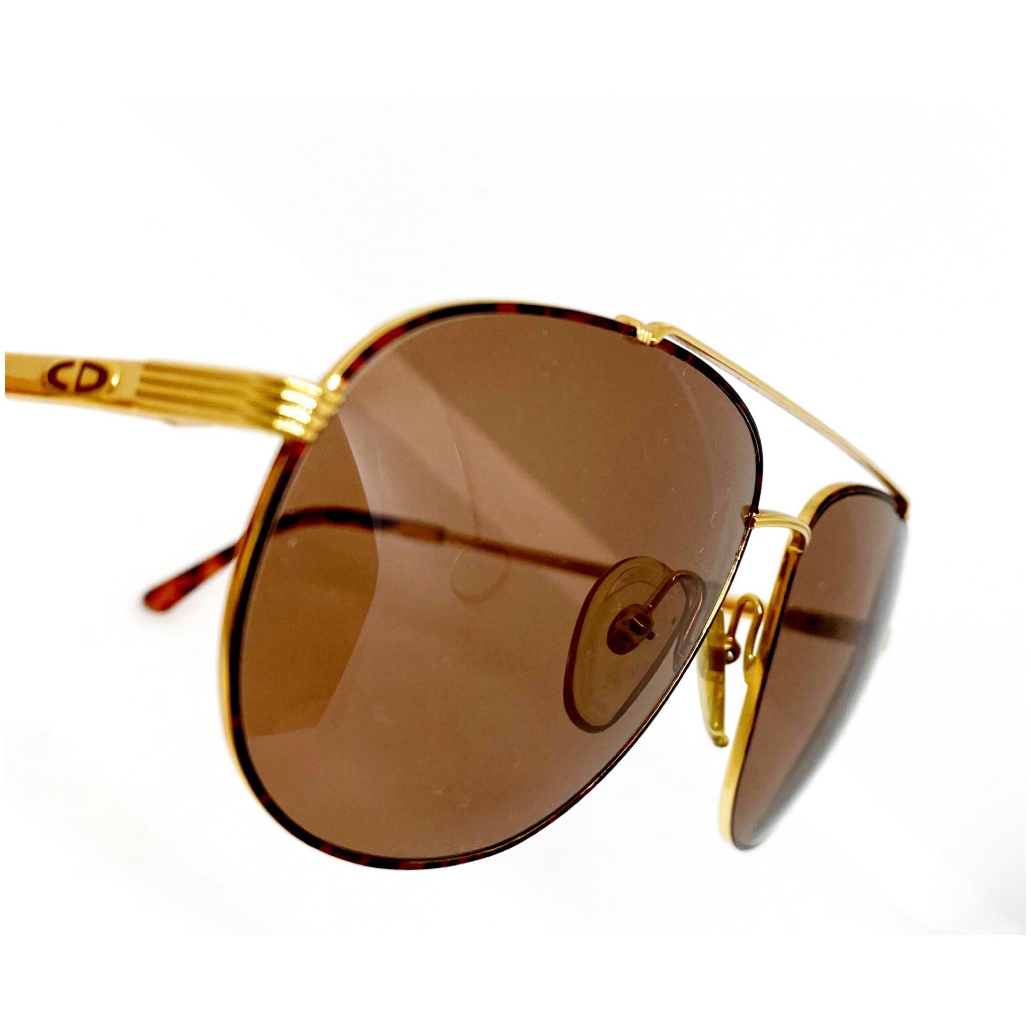 ChristianDior ゴールドオクタゴナルメガネ vintage DIOR Sunglasses Vintage Vintage Rare Aviator Drop Pilot Gold