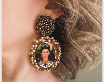 Frida party, Gipsy, boho, gioielli frida kahlo, frida passion, frida kahlo earrings, natural crystal, frida jewelry