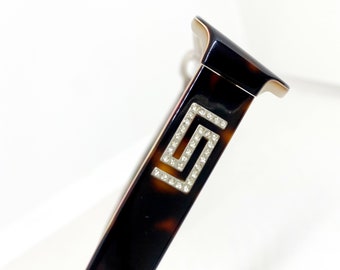 Vintage Versace Tortoiseshell Eyeglasses: 90s Acetate Rhinestone Frames