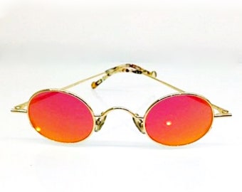 vintage sunglasses look sunglasses 90s sunglasses vintage gold metal sunglasses round vintage sunglasses Vintage sunglasse produced in Italy