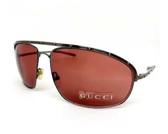 Vintage GUCCI Sunglasses, GG1758/S Metal Oval Mask, 2000s Y2K