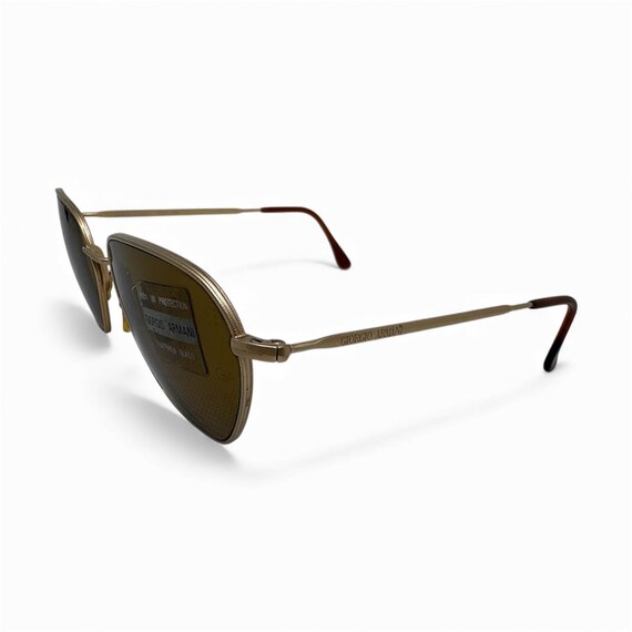 Vintage Giorgio Armani Hexagonal Sunglasses, Gold Frame, Brown