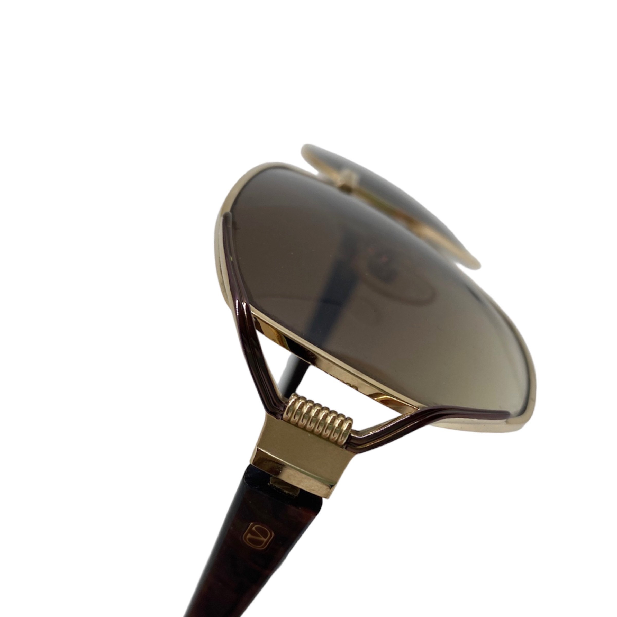 Auth Valentino HavanaTortoiseshell Sunglasses - Brown/Gold Vintage VALENTINO Sunglasses: Gold Tortoiseshell Oval Shield  main image 3