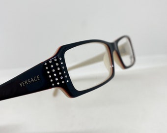 VERSACE Rare vintage eyeglasses, VersaCE 3086-B in Brown and beige, Greek key Medusa, Gianni Migos Rihanna new 90s