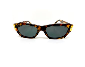 Vintage Gianni Versace Sunglasses: Tortoise & Gold Frame, Gray Lens