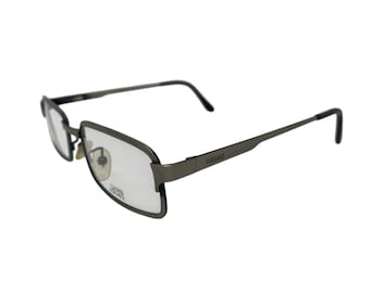 Occhiali da vista vintage Versace argento satinato, occhiale rettangolare, anni '90, versace G96 realizzati in Italia Gianni Nuovo NOS