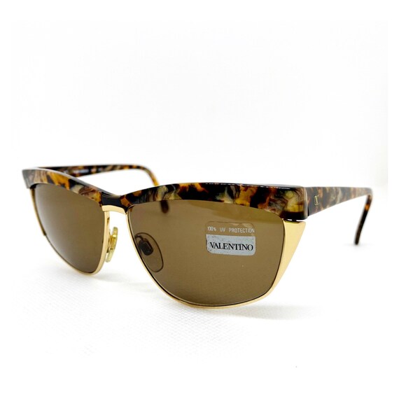 Vintage VALENTINO Sunglasses: Gold Tortoise Butterfly Frame 