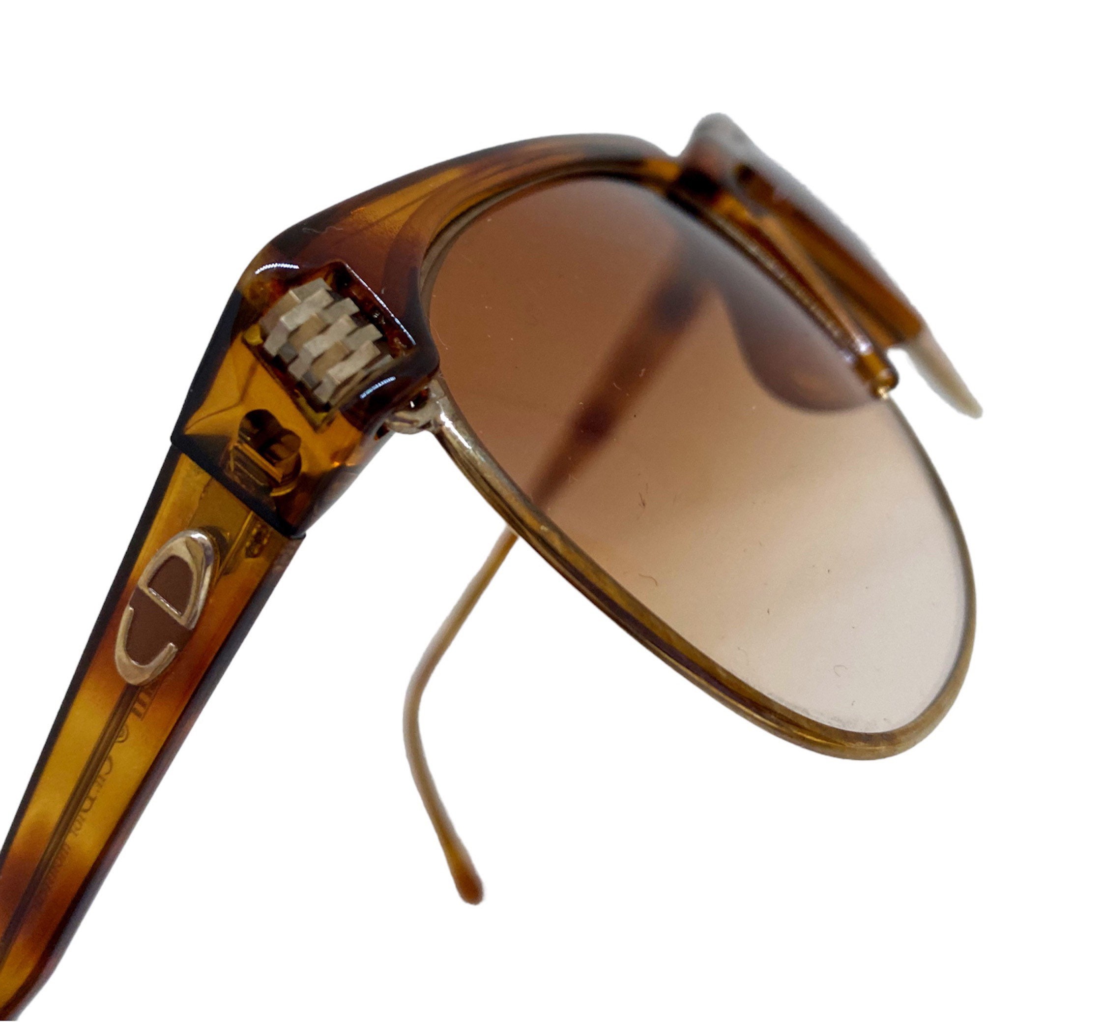 Vintage Christian Dior Sunglasses: Gold Tortoiseshell Frame, 90s