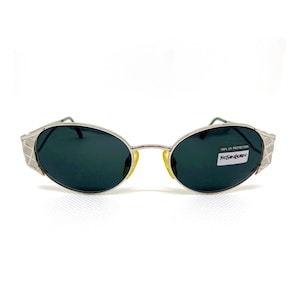 YVES SAINT LAURENT vintage Ysl6040 Sunglasses rare oval silver Tupac steampunk fork rod Migos Rihanna Kylie Jenner 90s new Nos