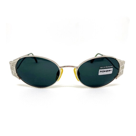 YSL Rare VTG Green Sunglasses Saint Laurent Classic 11 Zero NWT Gold Green 002 Flat Base  main image 2