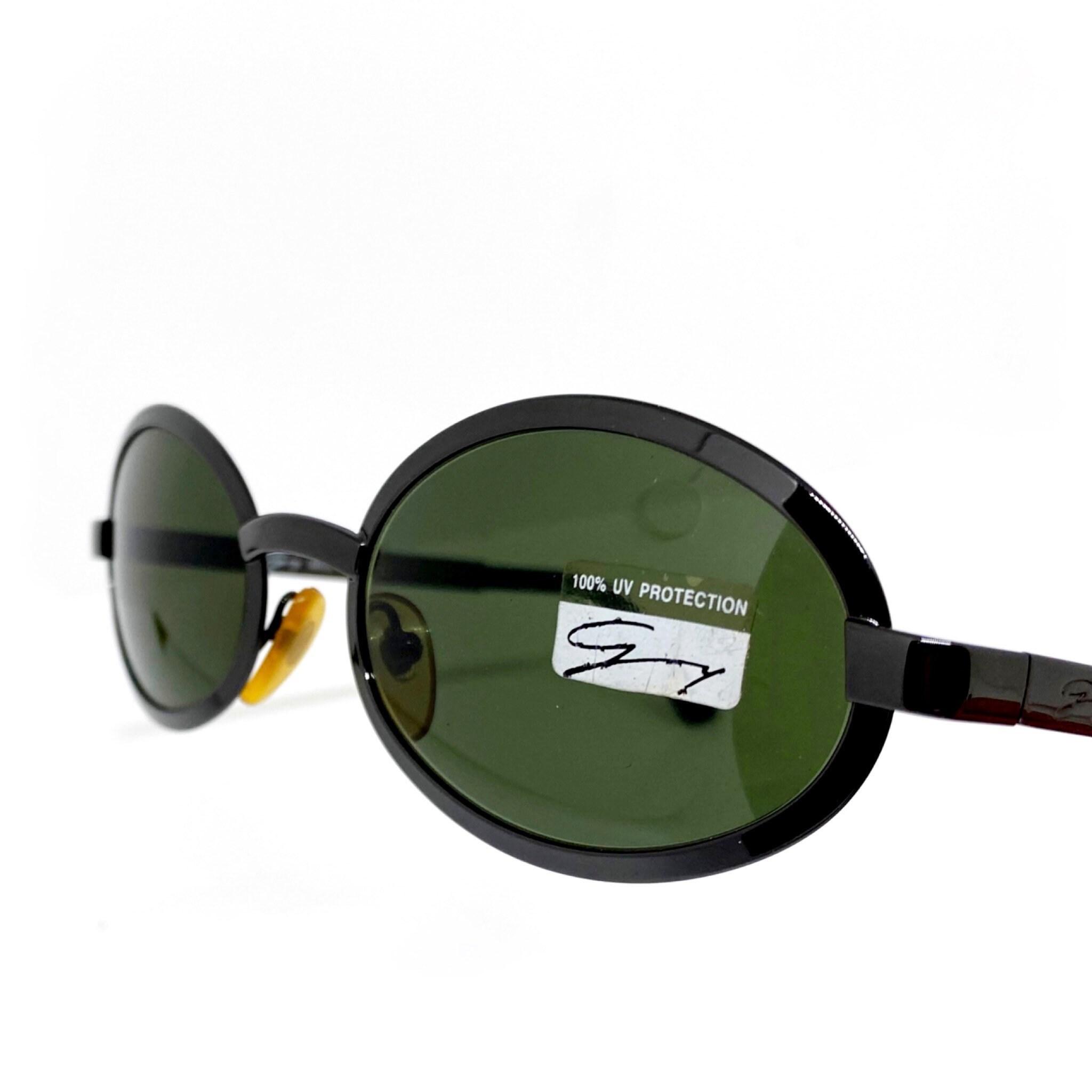 Vintage Genny Green Oval Sunglasses Genny Italy, round, oval, Jackie-O, eyeglasses, frames  main image 3