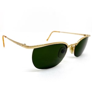 Giorgio Armani vintage sunglasses rare oval nylor gold steampunk preppy small frame GA 704 new green lens 90s