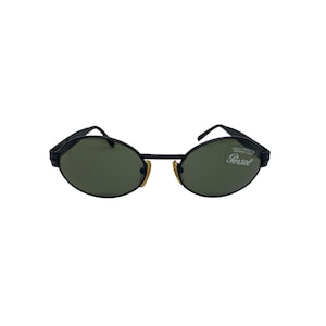 PERSOL seltene Vintage schwarze ovale Sonnenbrille mit schwarzen Acetatbügeln 2041-S klassischer Rahmen neu NOS 60er 70er 80er Jahre