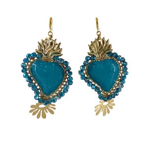 Orecchini cuore sacro, cuore votivo, barocco italiano, sacro, boho , cuore smalto sacro, buona fortuna, orecchini ex voto
