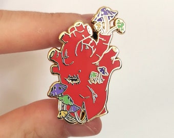 Shin hard enamel pin (totally regular mushrooms series)