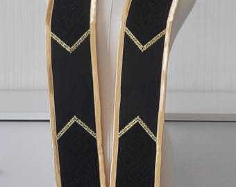 Hmong Embroidery Graduation Stole - Black and Gold - Personalize with your details