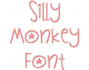 Sale! Silly monkey Embroidery Fonts 3 Fonts PES Fonts Alphabets Embroiderey BX Fonts Embroidery Designs Letters - Instant Download