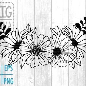 Flower svg, Daisy Bouquet, Floral svg eps png dxf, svg Files For Cricut, Files Cut, Silhoutte Cameo, ScanNCut, svg Designs