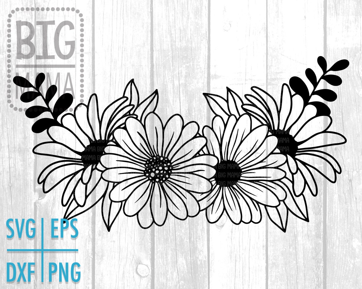 Flower Svg Daisy Bouquet Floral Svg Eps Png Dxf Svg Files Etsy