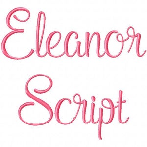 Peut inclure: Police cursive rose qui dit "Eleanor Script".