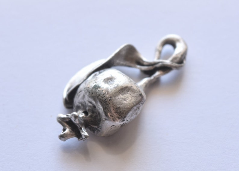 1pc Small silver pomegranate pendant with leaf 3.6*1.8