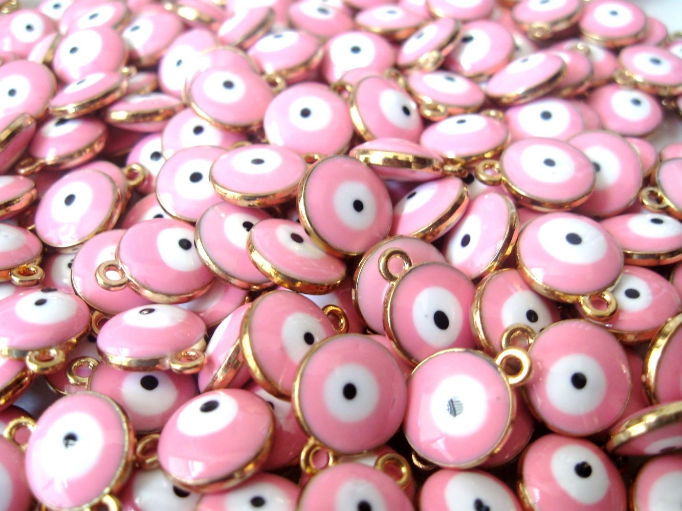 BULK 20 Pcs Pink Evil Eye Evil Eye Charm Gold Evil Eye Pink