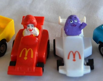 McDonalds toys TURBOMACS lot of 4,1988 Ronald Grimace Hamburglar Officer Big Mac 